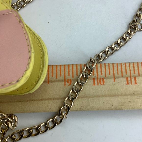 Piñata Donkey Handbag Shoulder Bag Pastel Rainbow Fringe 9"x8.5" Gold Chain - Picture 7 of 9